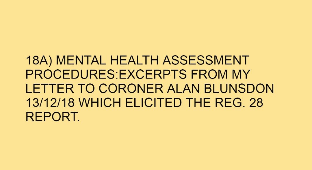 18A) Inadequate Mental Health assessment Procedures